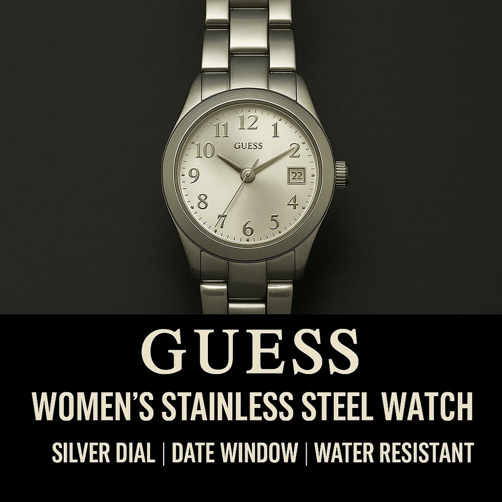 GUESS Waterford Ladies Day-Date Stainless Steel Watch